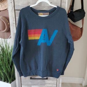 Aviator Nation Dark Blue/dark Charcoal Sweatshirt with Colorful Logo